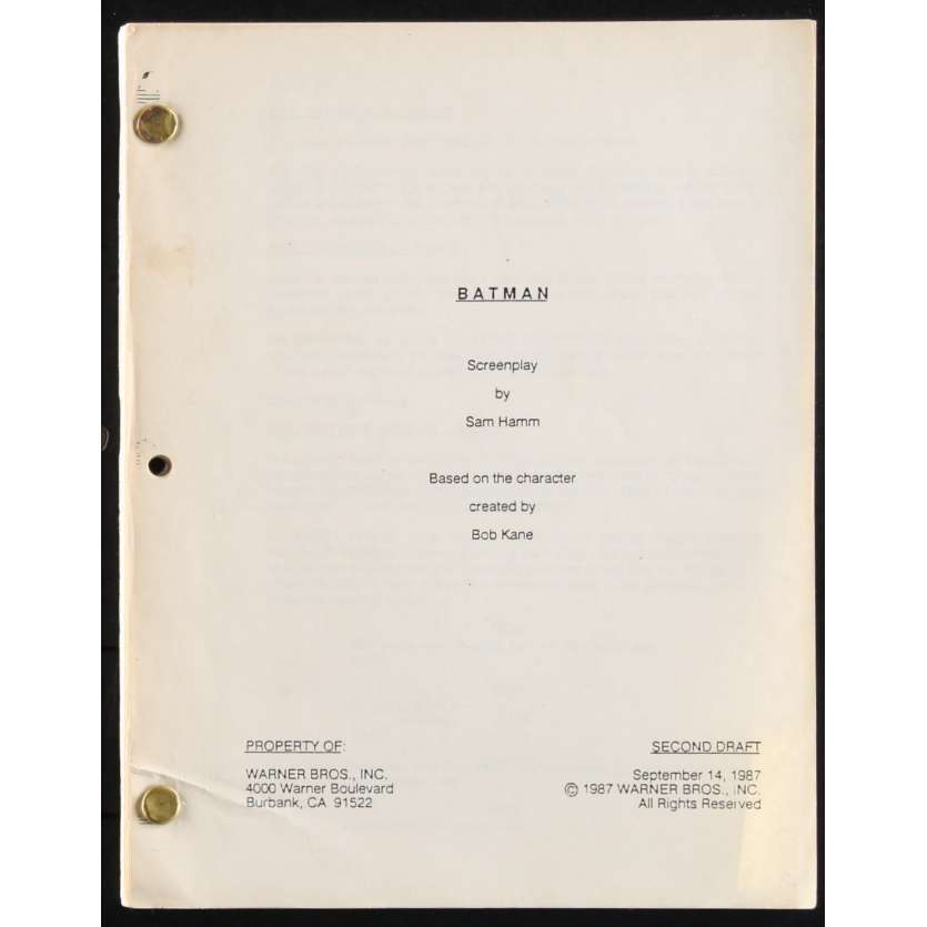 BATMAN US Movie Script Date: 14/09/1987 - 111p - Second Draft 9x12 - 1987 - Sam Hamm,