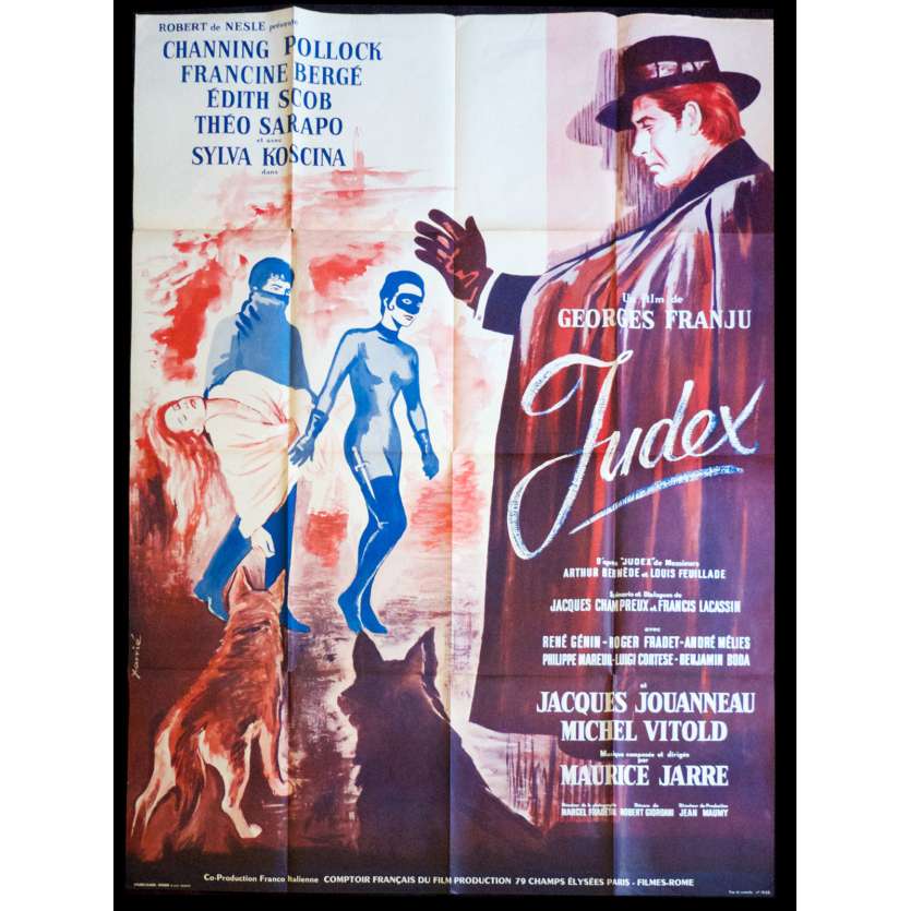 JUDEX French Movie Poster 47x63 '63 Franju, Channing Pollock 