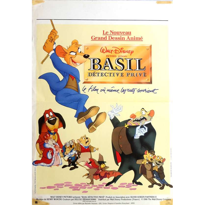 BASIL DETECTIVE PRIVE Affiche de film 35x55 cm - 1986 - Vincent Price, Walt Disney