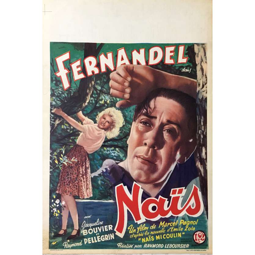 NAÏS Affiche de film 28x43 cm -  1945 - Fernandel, Marcel Pagnol