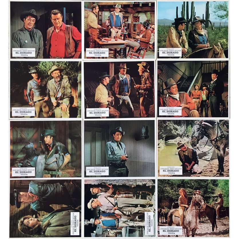 EL DORADO Lobby Cards x12 - 9x12 in. - R1980 - Howard Hawks, John Wayne, Robert Mitchum