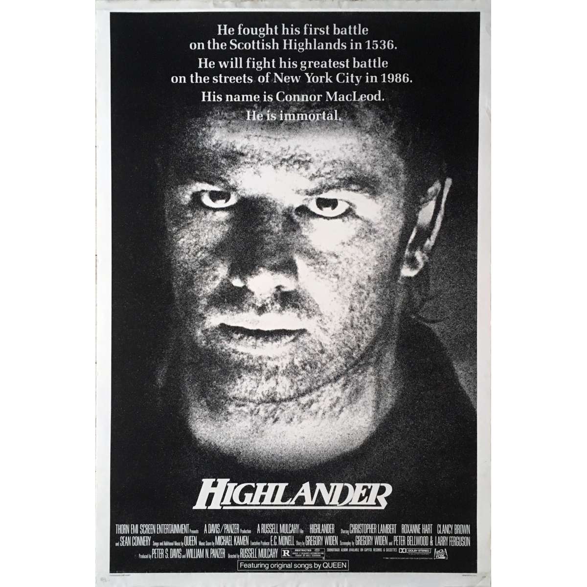 HIGHLANDER Movie Poster 29x41 in.