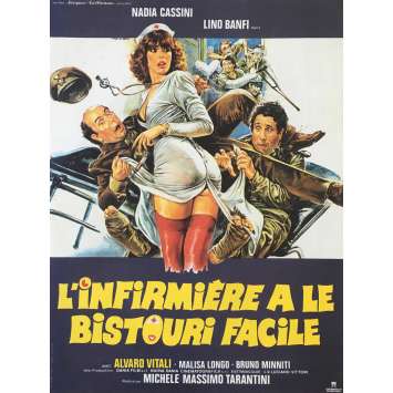 L'INFIRMIERE A LE BISTOURI FACILE Affiche de film - 40x60 cm. - 1980 - Nadia Cassini, Michele Massimo Tarantini