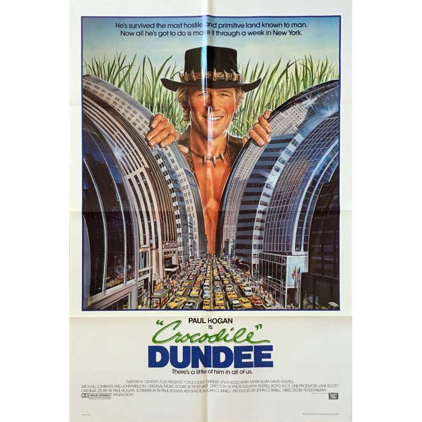 CROCODILE DUNDEE Affiche de film - 69x102 cm. - 1986 - Paul Hogan, Peter Faiman