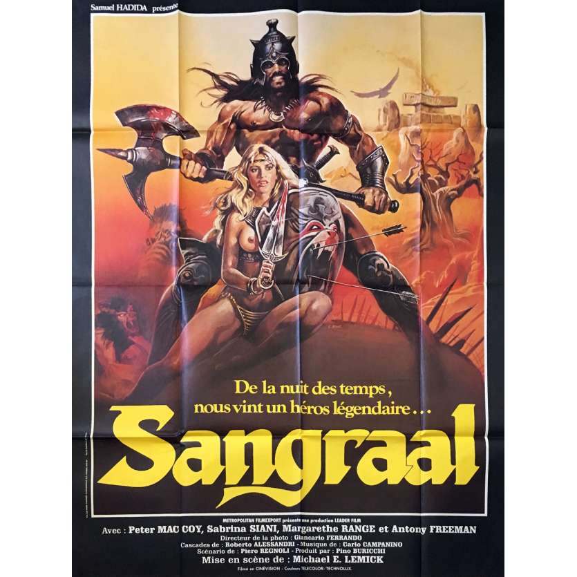 SANGRAAL Affiche de film - 120x160 cm. - 1982 - Pietro Torrisi, Michele Massimo Tarantini