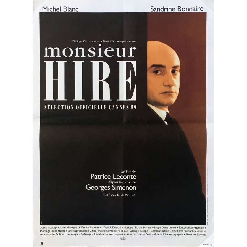 MONSIEUR HIRE Affiche de film - 40x60 cm. - R1990 - Michel Blanc, Patrice Leconte