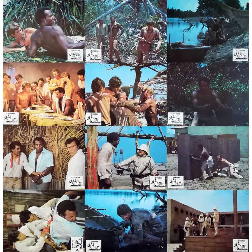 L'EVADE DE L'ILE DU DIABLE Photos de film x12 - 21x30 cm. - 1973 - Jim Brown, William Witney