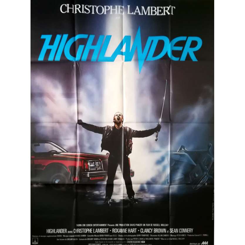 HIGHLANDER Affiche de film - 120x160 cm. - 1985 - Christophe Lambert, Russel Mulcahy