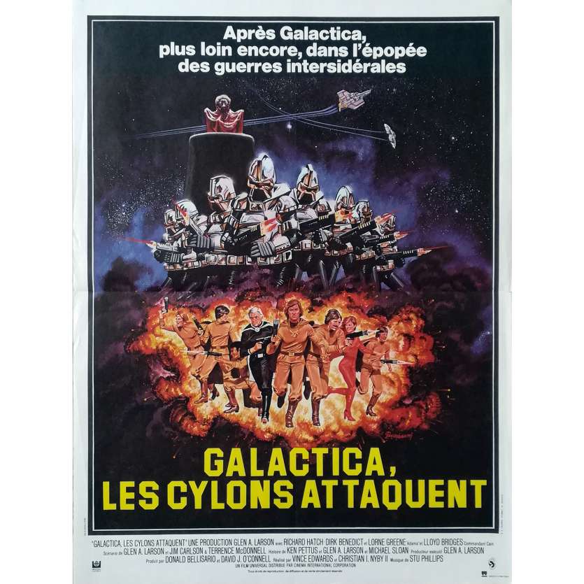 GALACTICA LES CYLONS ATTAQUENT Affiche de film - 40x60 cm. - 1979 - Dirk Benedict, Vince Edwards