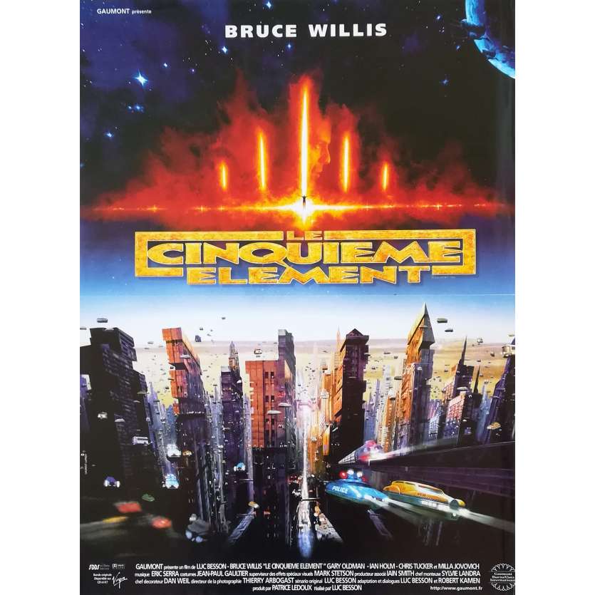 5TH ELEMENT Original Movie Poster  - 15x21 in. - 1997 - Luc Besson, Bruce Willis