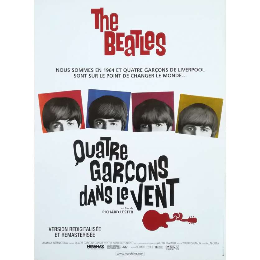 QUATRE GARÇONS DANS LE VENT Affiche de film - 40x60 cm. - R2000 - The Beatles, Richard Lester