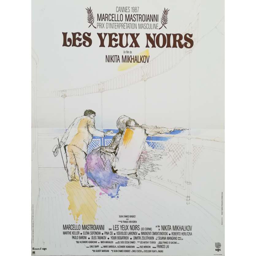 DARK EYES Original Movie Poster  - 15x21 in. - 1987 - Nikita Mikhalkov, Marcello Mastroianni