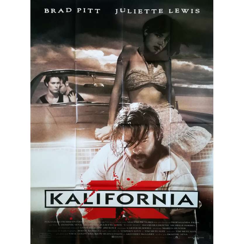 KALIFORNIA Original Movie Poster - 47x63 in. - 1993 - Dominic Sena, Brad Pitt, Juliette Lewis