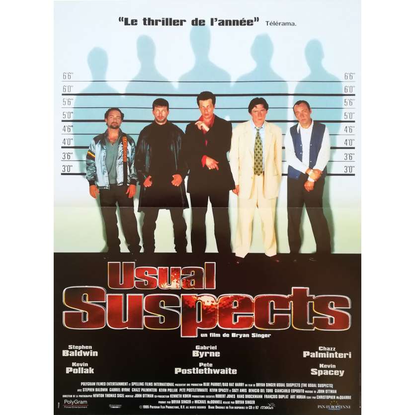 USUAL SUSPECTS Affiche de film - 40x60 cm. - 1995 - Kevin Spacey, Bryan Singer