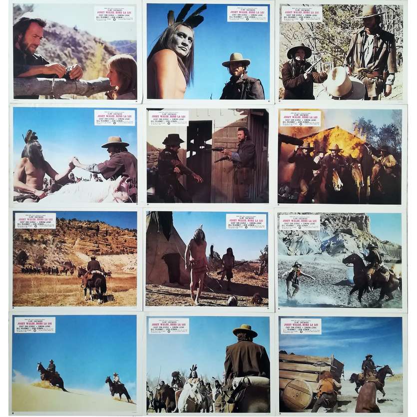 JOSEY WALES HORS-LA-LOI Photos de film x12 - 21x30 cm. - 1976 - Sondra Locke, Clint Eastwood