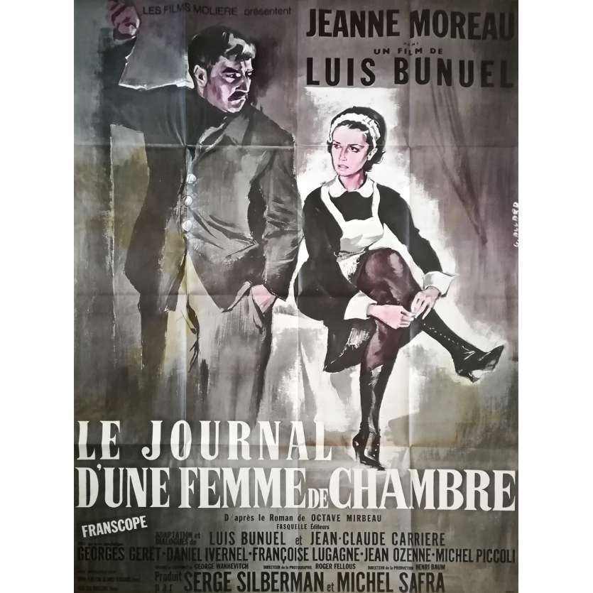 LE JOURNAL D'UNE FEMME DE CHAMBRE Affiche de film - 120x160 cm. - 1964 - Jeanne Moreau, Luis Buñuel