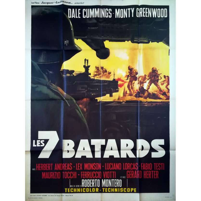 LES 7 BATARDS Affiche de film - 120x160 cm. - 1969 - Dale Cummings, Roberto Bianchi Montero