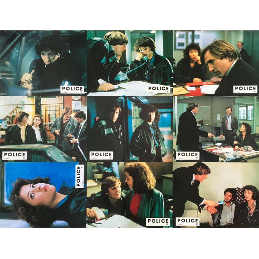 POLICE Original Lobby Cards x9 - 9x12 in. - 1985 - Maurice Pialat, Gérard Depardieu