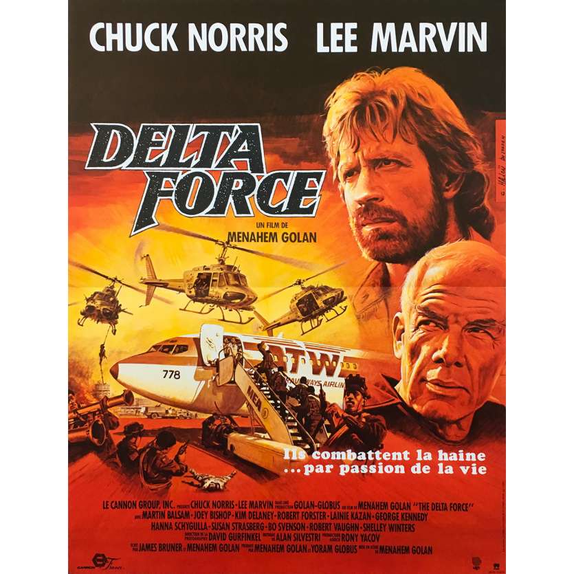 DELTA FORCE Affiche de film - 40x60 cm. - 1986 - Chuck Norris, Lee Marvin, Menahem Golam