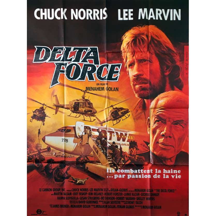 DELTA FORCE Affiche de film - 120x160 cm. - 1986 - Chuck Norris, Lee Marvin, Menahem Golam