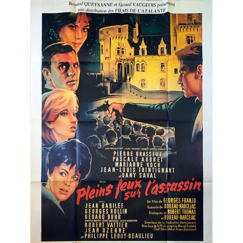 PLEINS FEUX SUR L'ASSASSIN Affiche de film - 120x160 cm. - R1980 - Pierre Brasseur, Georges Franju