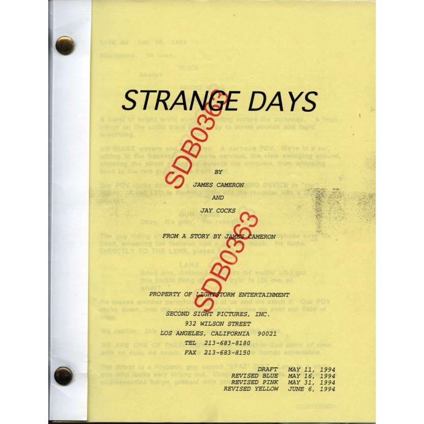 STRANGE DAYS Scénario Original James Cameron '94