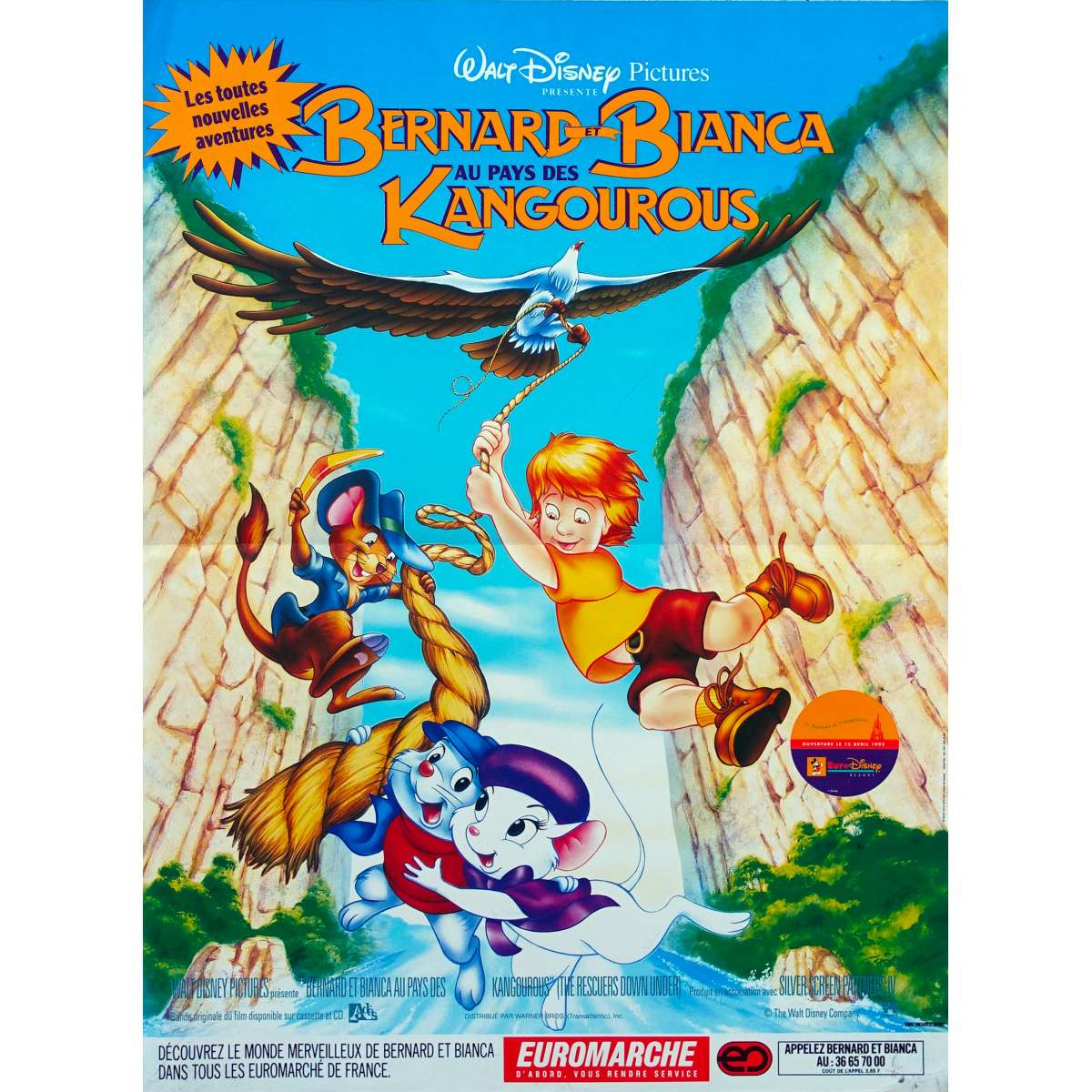 THE RESCUERS DOWN UNDER Movie Poster 15x21 in.