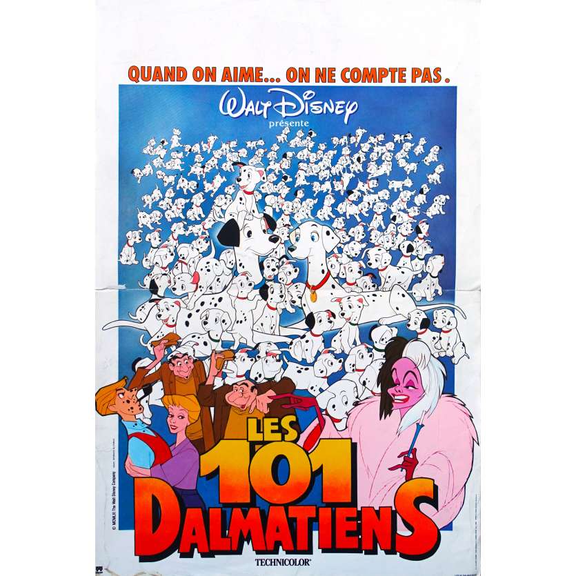 LES 101 DALMATIENS Affiche de film - 40x60 cm. - R1980 - Rod Taylor, Walt Disney