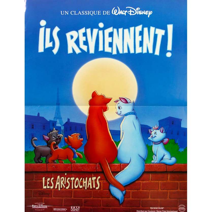 LES ARISTOCHATS Affiche de film - 40x60 cm. - R1990 - Phil Harris, Walt Disney