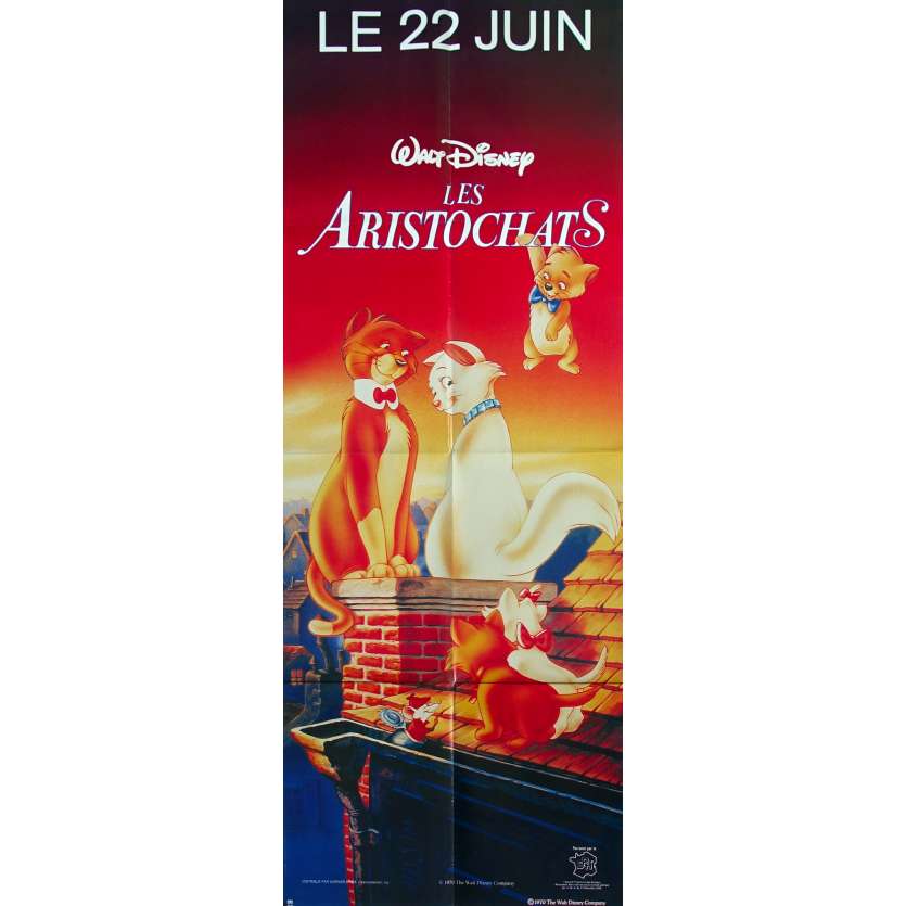 LES ARISTOCHATS Affiche de film - 60x160 cm. - R1990 - Phil Harris, Walt Disney