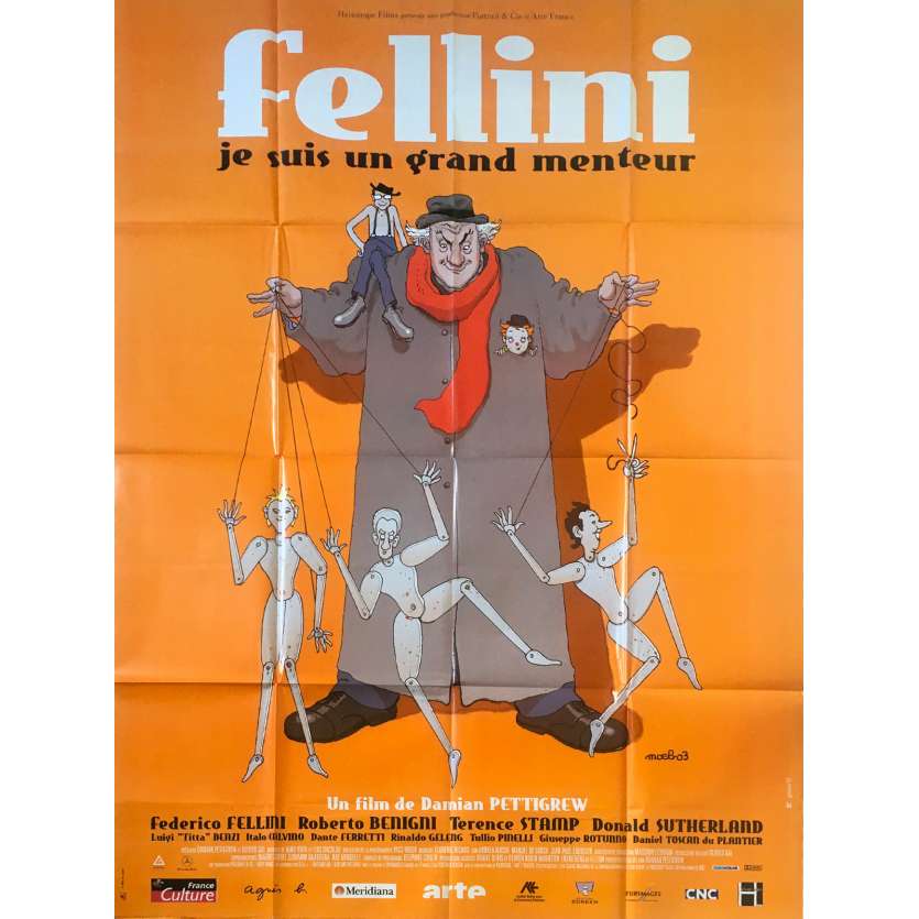 FELLINI JE SUIS UN GRAND MENTEUR Affiche de film - 120x160 cm. - 2002 - Roberto Benigni, Damian Pettigrew
