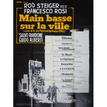 MAIN BASSE SUR LA VILLE Affiche de film - 120x160 cm. - 1963 - Rod Steiger, Francesco Rosi