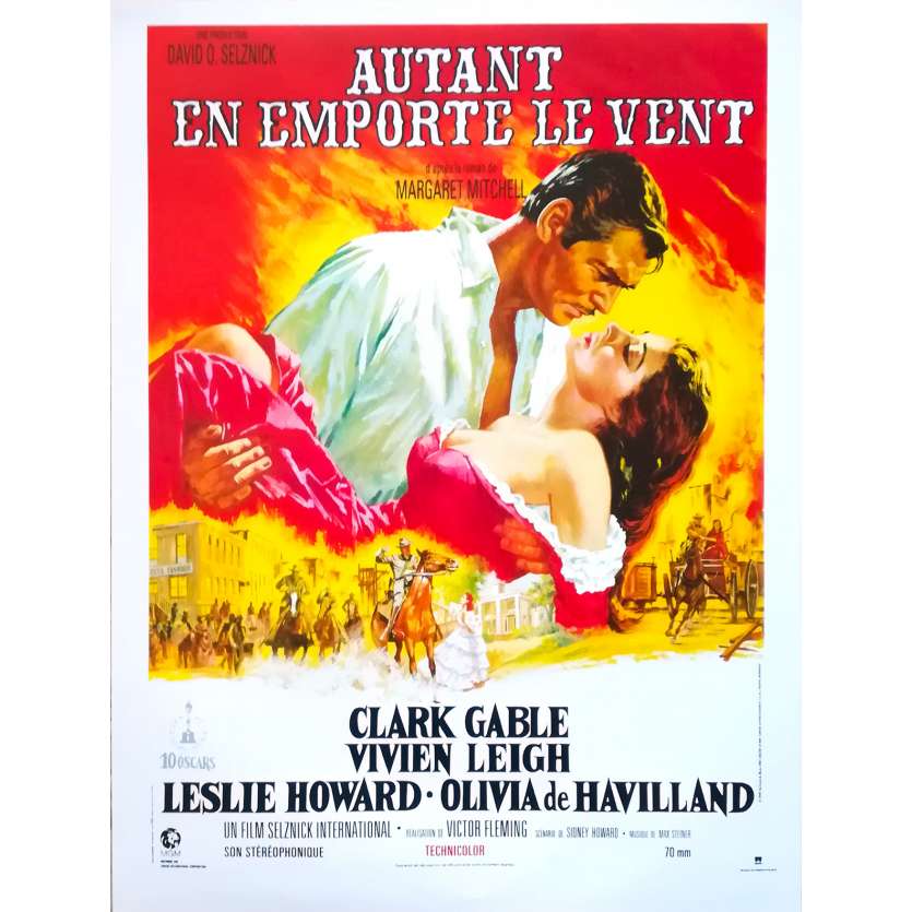 GONE WITH THE WIND Movie Poster - 15x21 in. - R2010 - Restrike - Victor Flemming, Clark Gable