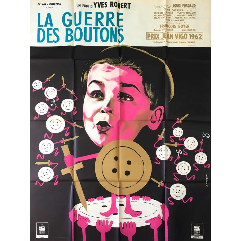 LA GUERRE DES BOUTONS Affiche de film - 120x160 cm. - 1962 - Jacques Dufilho, Yves Robert