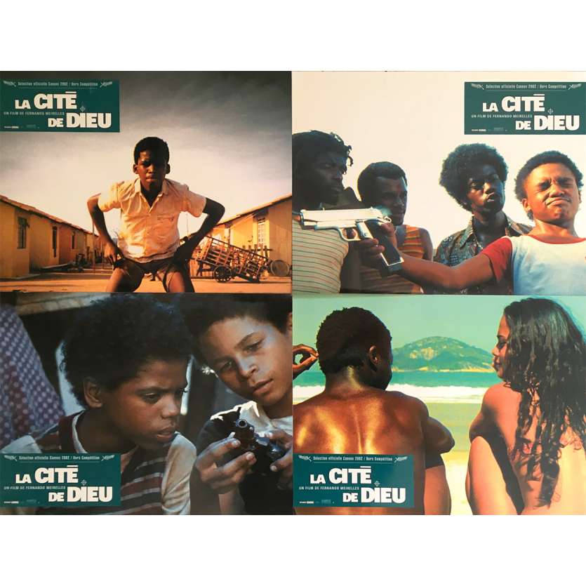 CITY OF GOD Original Lobby Cards x4 - 9x12 in. - 2002 - Fernando Meirelles, Alexandre Rodrigues