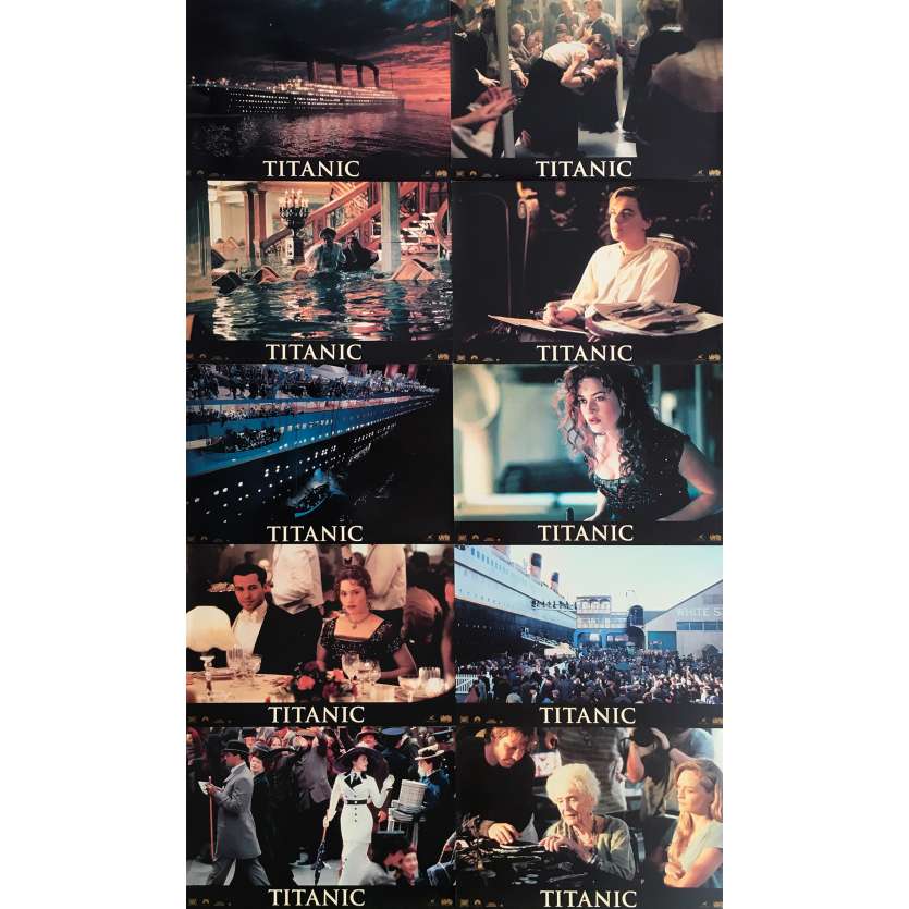 TITANIC Original Lobby Cards x10 - 9x12 in. - 1997 - James Cameron, Leonardo DiCaprio