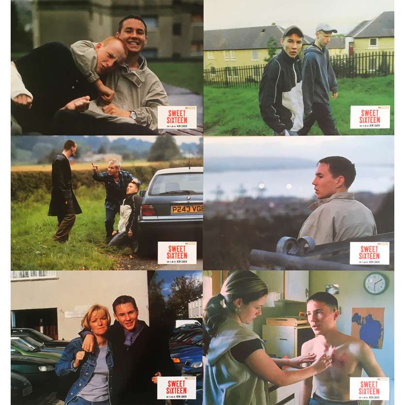 SWEET SIXTEEN Original Lobby Cards x6 - 9x12 in. - 2002 - Ken Loach, Martin Compston