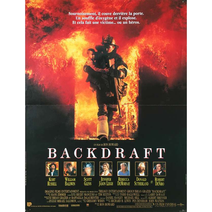 BACKDRAFT Affiche de film  - 40x60 cm. - 1991 - Kurt Russel, Ron Howard