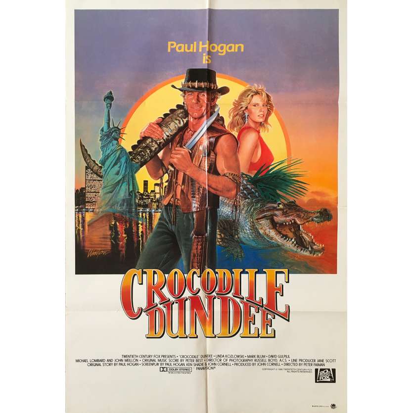 CROCODILE DUNDEE Affiche de film - 70x102 cm. - 1986 - Paul Hogan, Peter Faiman