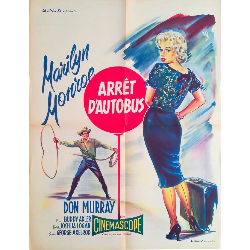 ARRET D'AUTOBUS Affiche de film - 60x80 cm. - R1960 - Marilyn Monroe, Joshua Logan