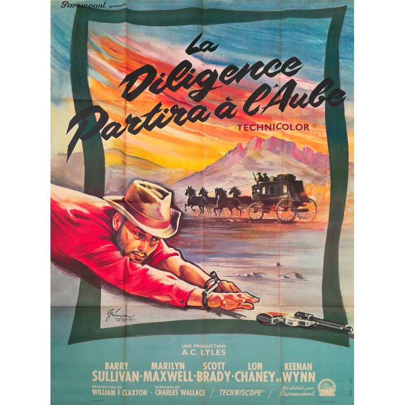 LA DILIGENCE PARTIRA A L'AUBE Affiche de film - 120x160 cm. - 1964 - Barry Sullivan, William F. Claxton