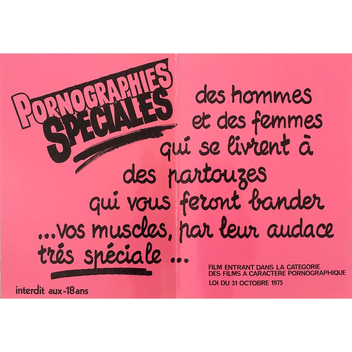 Affiche De Cinéma Française De Pornographies Speciales 30x40 Cm Rose