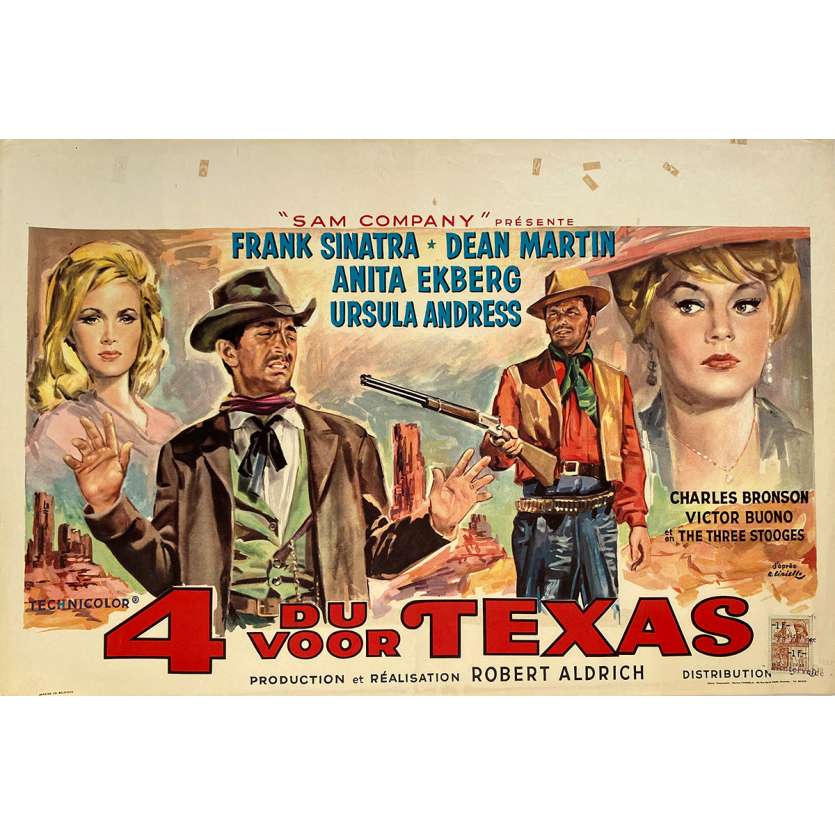 4 DU TEXAS Affiche de film  - 35x55 cm. - 1963 - Frank Sinatra, Dean Martin, Robert Aldrich