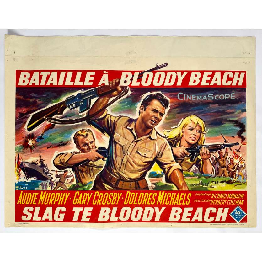 BATTLE AT BLOODY BEACH Original Movie Poster - 14x21 in. - 1961 - Herbert Coleman, Audie Murphy