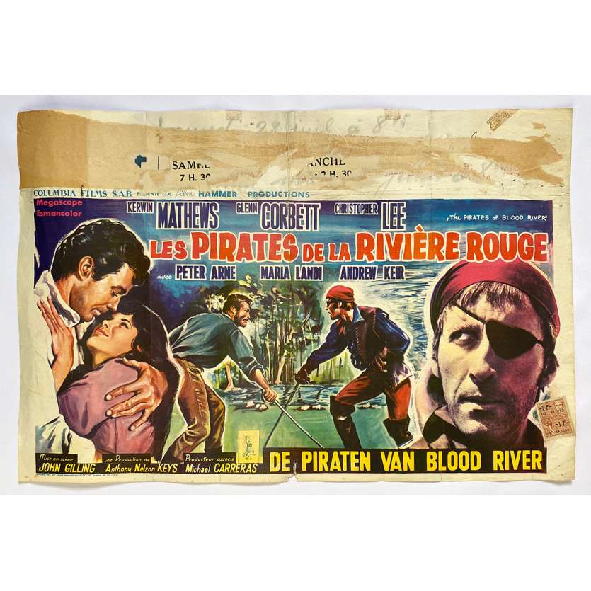 THE PIRATES OF BLOOD RIVER Original Movie Poster  - 14x21 in. - 1962 - John Gilling, Christopher Lee