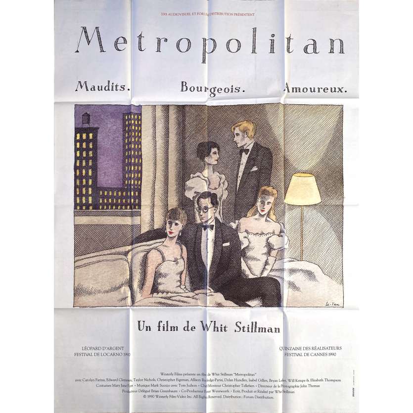 METROPOLITAIN Affiche de film - 120x160 cm. - 1990 - Carolyn Farina, Edward Clements, Whit Stillman