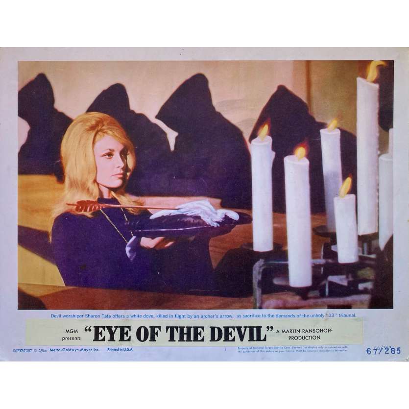 EYE OF THE DEVIL Original Lobby Card N3 - 11x14 in. - 1966 - J. Lee Thompson, David Niven, Sharon Tate