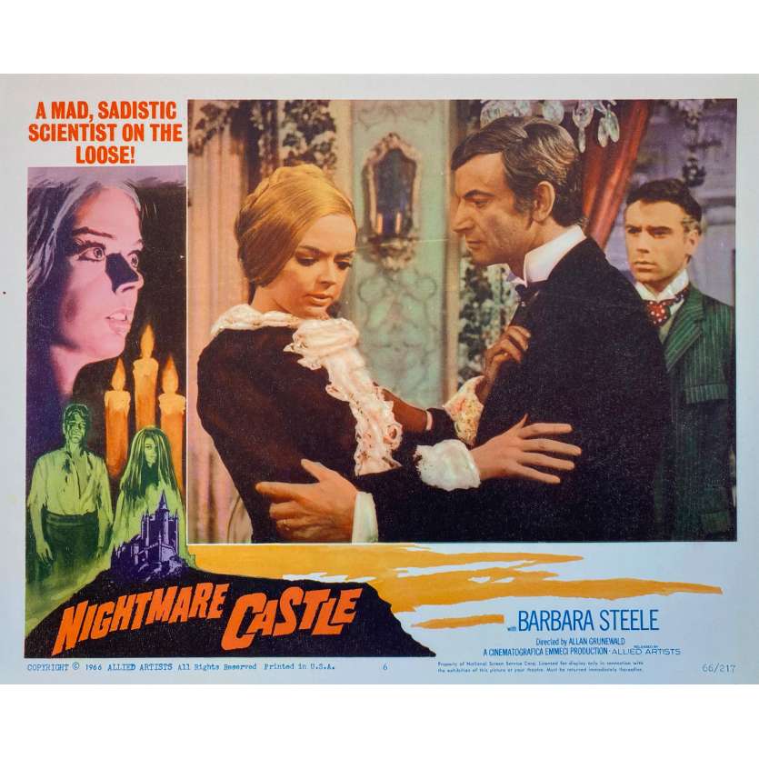 NIGHTMARE CASTLE Original Lobby Card N8 - 11x14 in. - 1965 - Mario Caiano, Barbara Steele