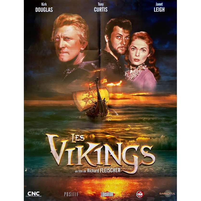 LES VIKINGS Affiche de film- 60x80 cm. - R2000 - Kirk Douglas, Tony Curtis, Richard Fleischer