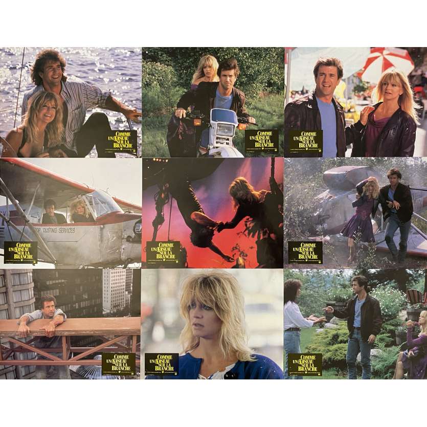 BIRD ON A WIRE Original Lobby Cards x9 - 9x12 in. - 1990 - John Badham, Mel Gibson, Goldie Hawn